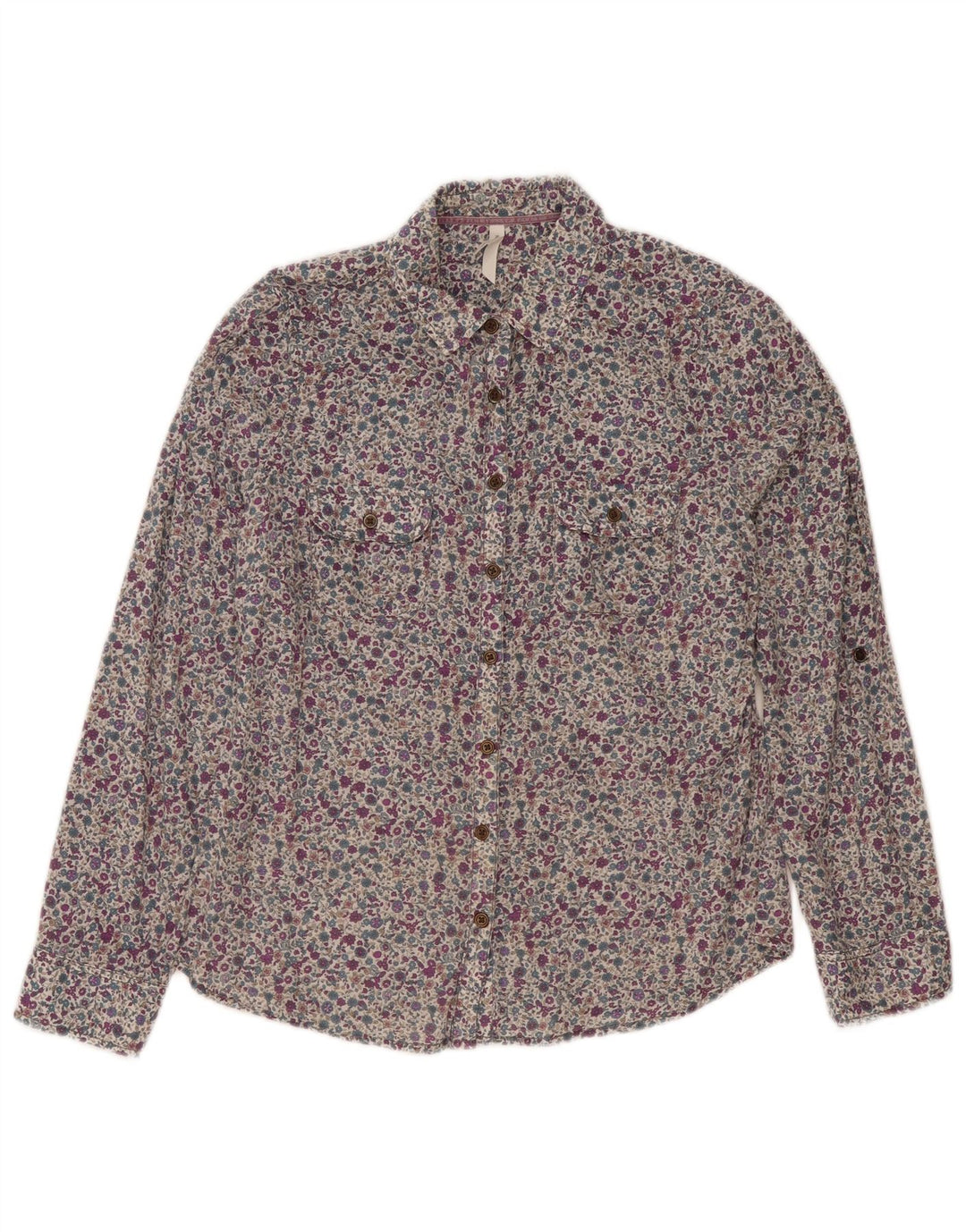 Camisa feminina Marks & Spencer Reino Unido 12 algodão floral multicolorido médio