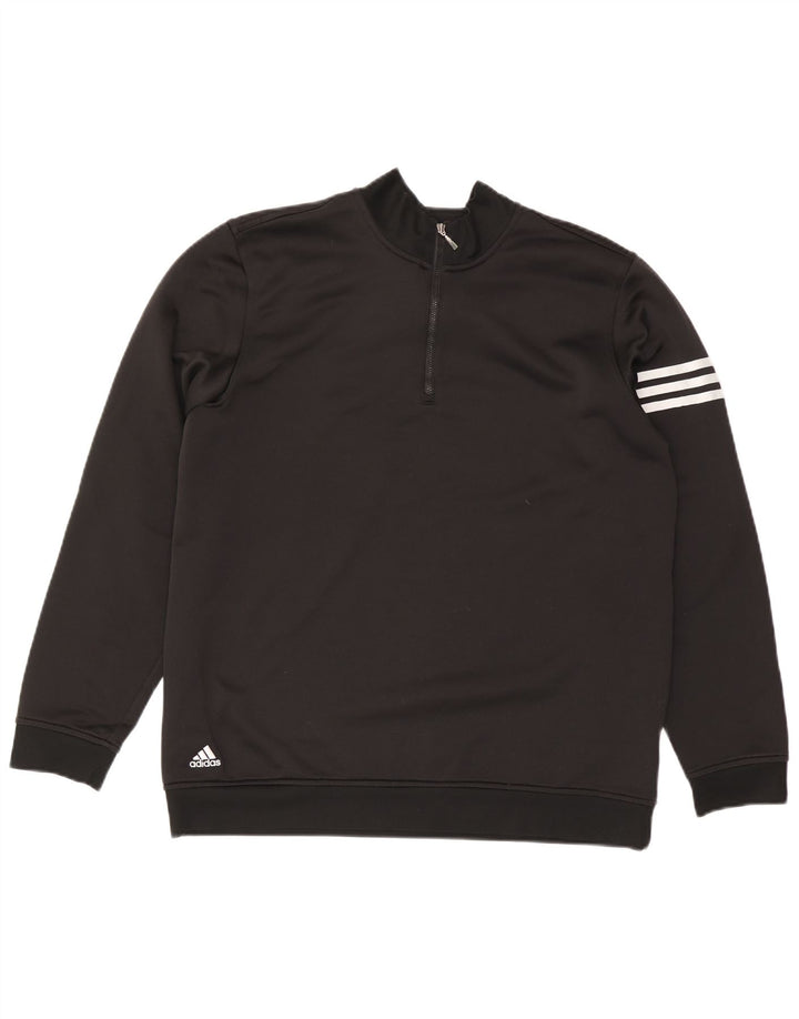 ADIDAS Mens Climalite Zip Neck Moletom Jumper Grande Poliéster Preto