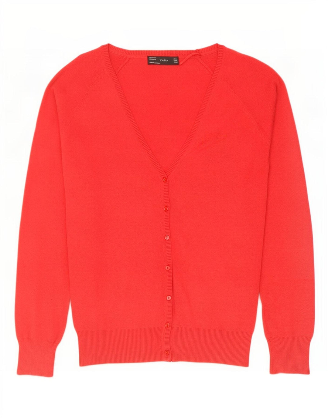 Suéter cardigã feminino Zara Reino Unido 12 algodão vermelho médio
