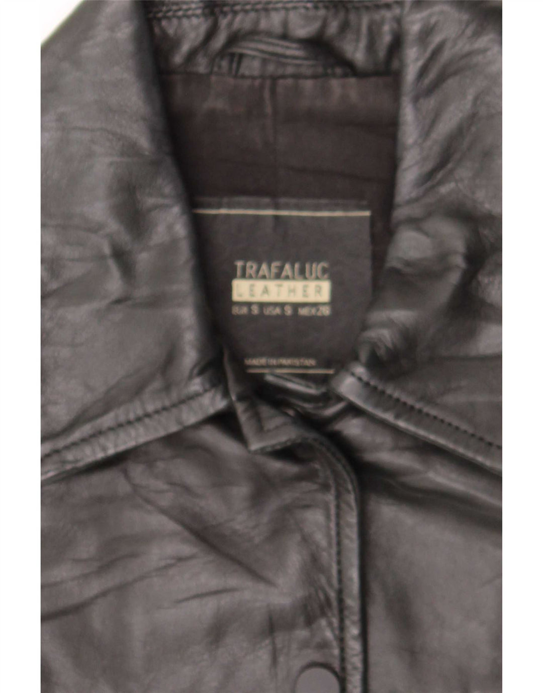 Jaqueta feminina de couro para motociclista Trafaluc UK 10 pequena couro preto