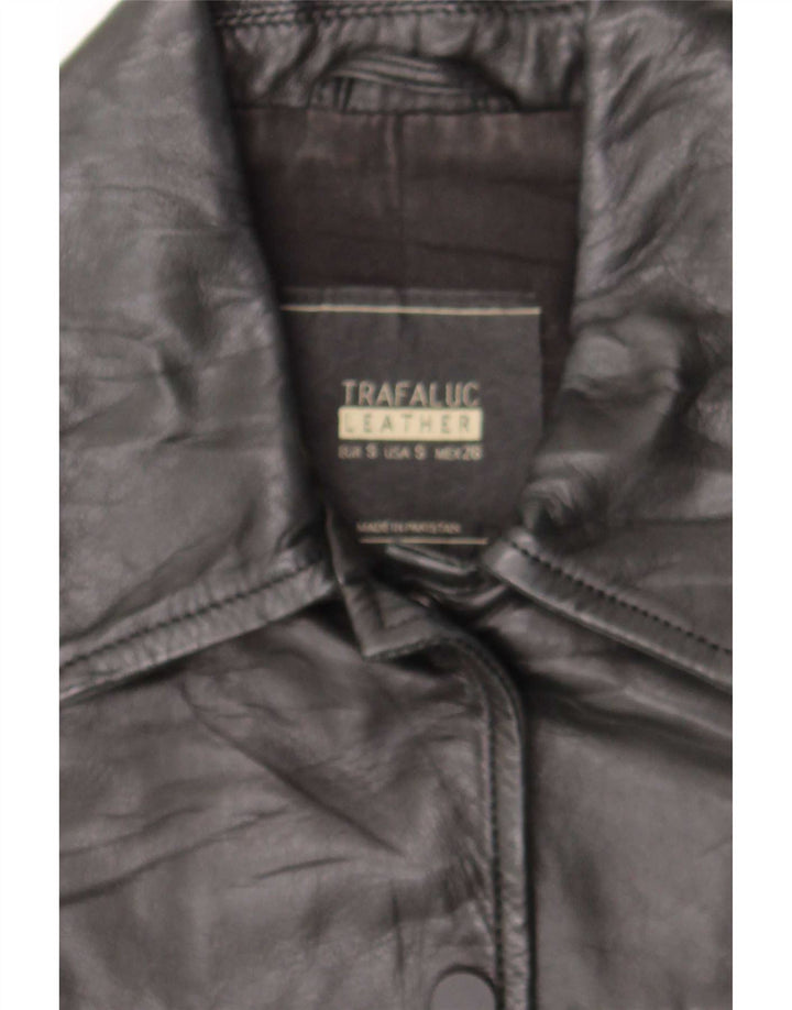 Jaqueta feminina de couro para motociclista Trafaluc UK 10 pequena couro preto