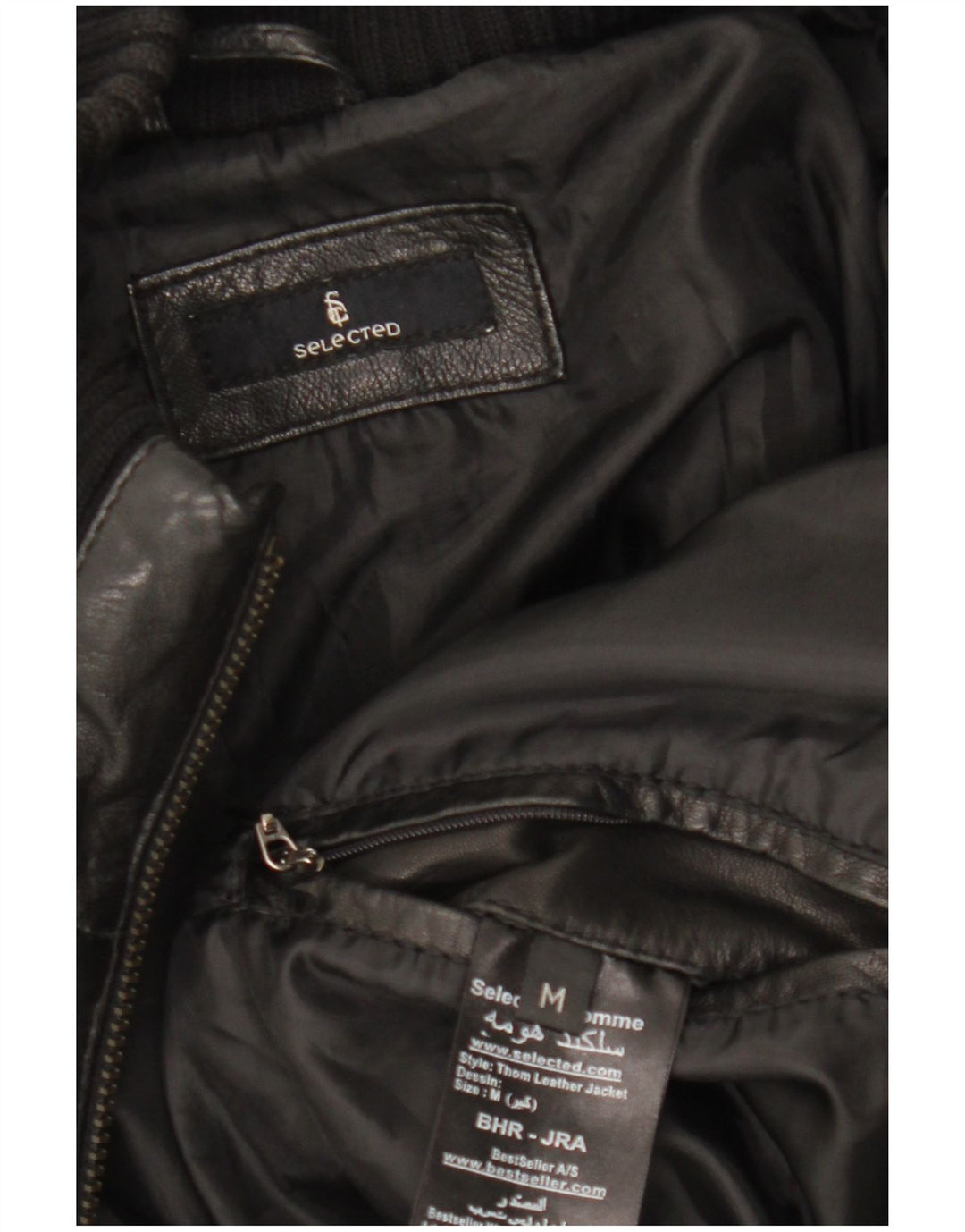 Jaqueta de couro masculina selecionada UK 38 couro preto médio