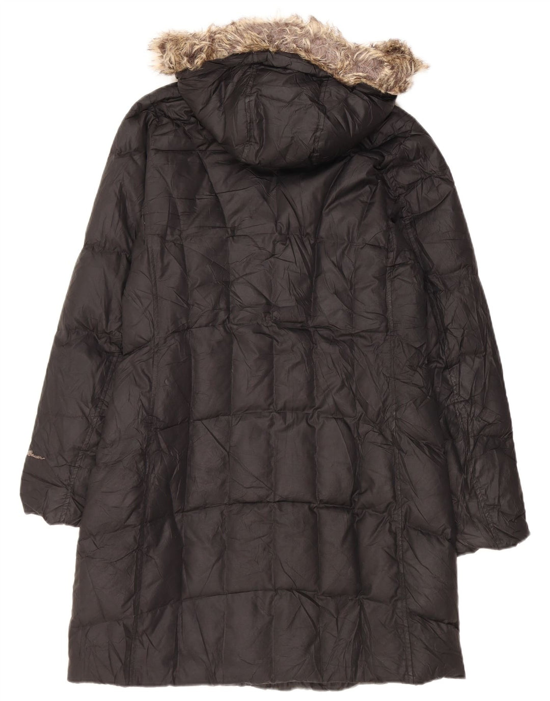 Casaco acolchoado com capuz feminino Eddie Bauer UK 14 poliéster preto médio