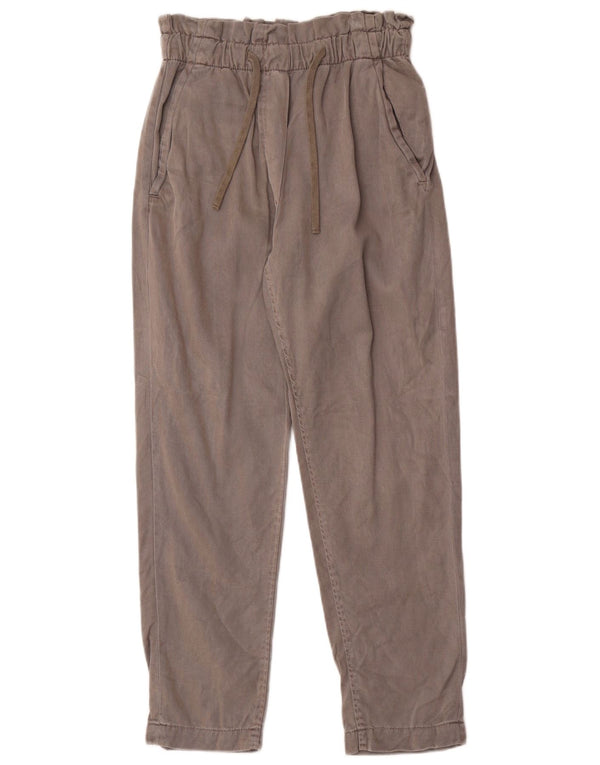 Zara Calça feminina casual cintura alta cônica XS W24 L27 cinza Lyocell