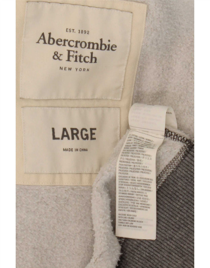 Abercrombie & Fitch Jaqueta masculina de agasalho grande de algodão cinza