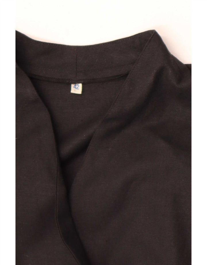 Vestido feminino vintage com bainha dupla breasted UE 42 grande preto