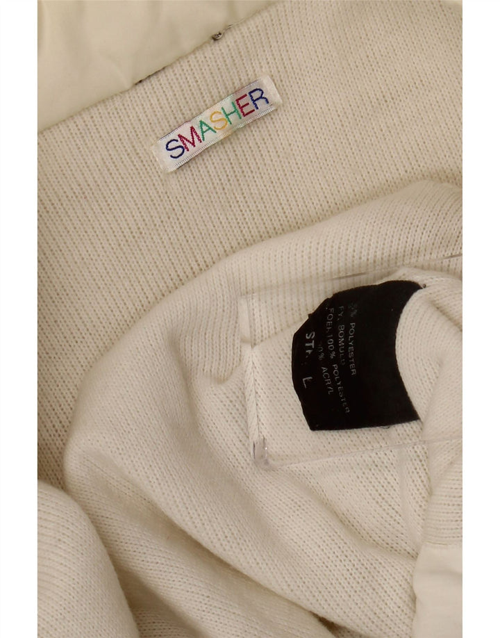 Jaqueta masculina sem mangas Smasher de poliéster branco grande