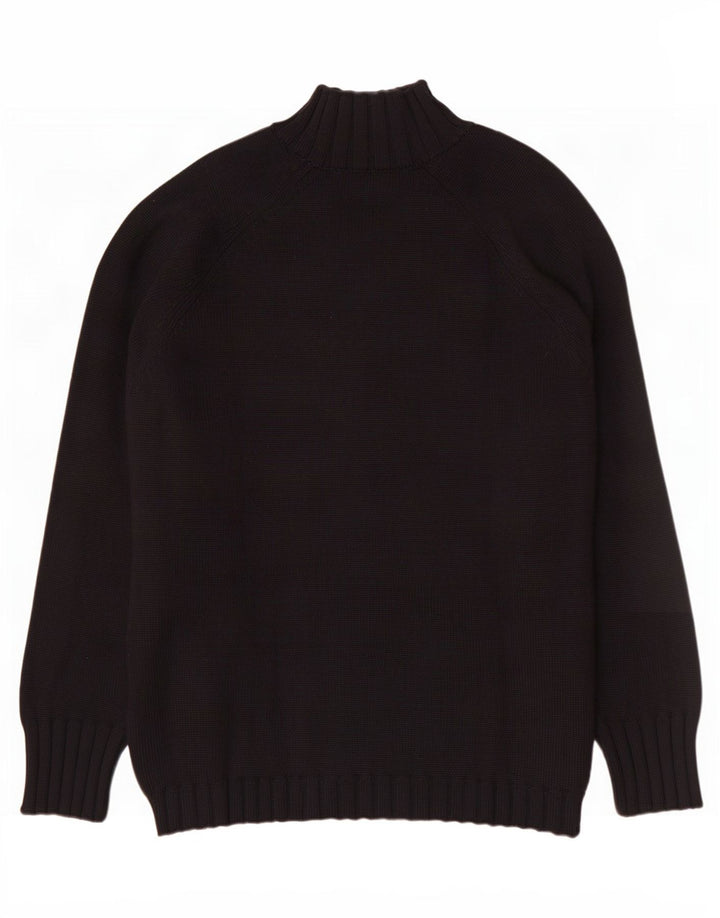 Trussardi Jeans Suéter masculino com gola tartaruga, grande lã preta