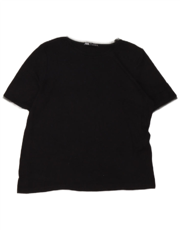 Camiseta feminina Zara UK 12 viscose preta média