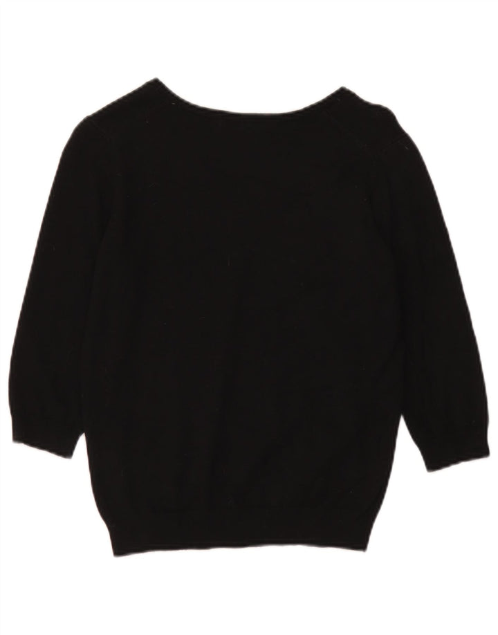 Suéter feminino Marks & Spencer com decote em V e gola V Reino Unido 14 médio preto