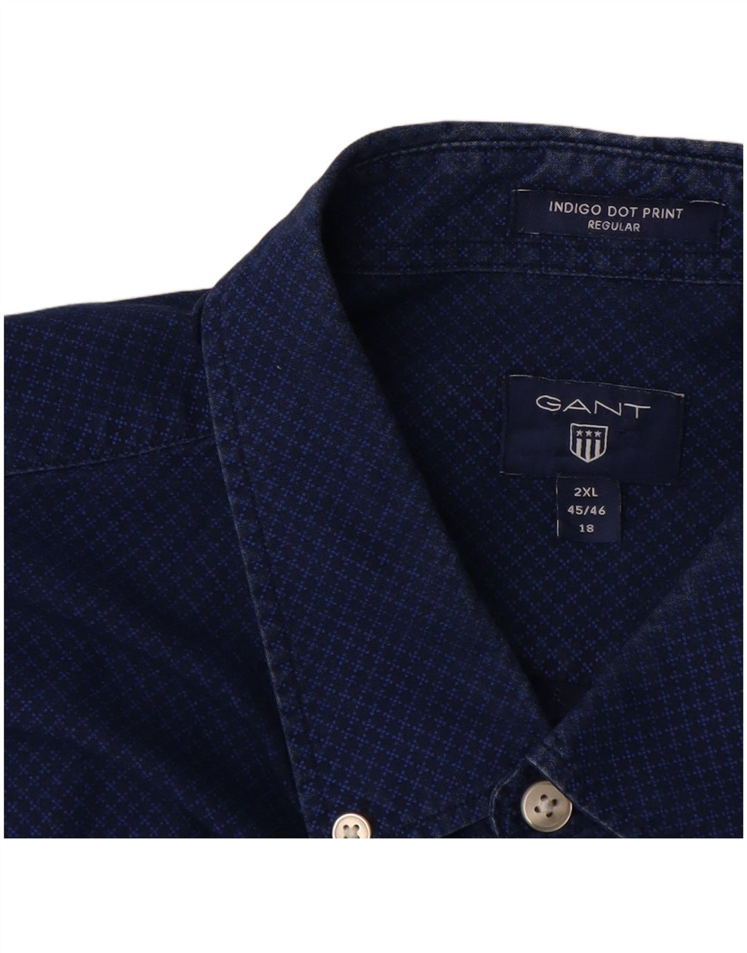 GANT Camisa masculina de ajuste regular tamanho 45/46 18 2XL algodão geométrico azul