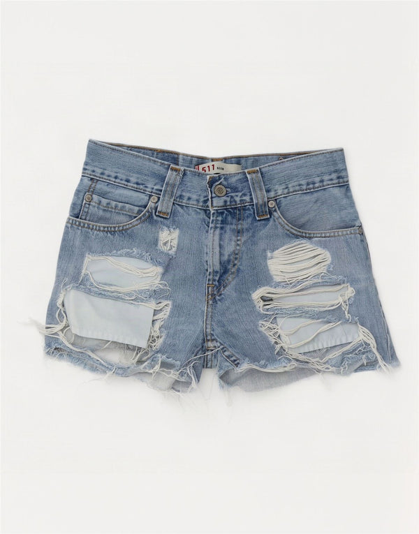 Shorts jeans feminino Levi's 511 Distressed Slim W26 pequeno azul