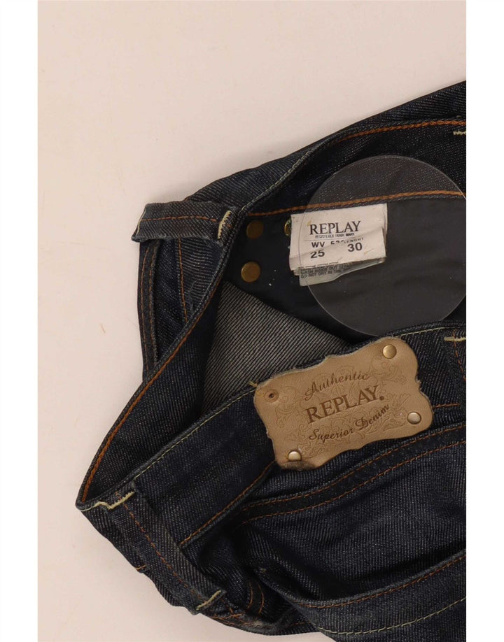 Replay Jeans Slim Feminino W25 L30 Azul Marinho Algodão
