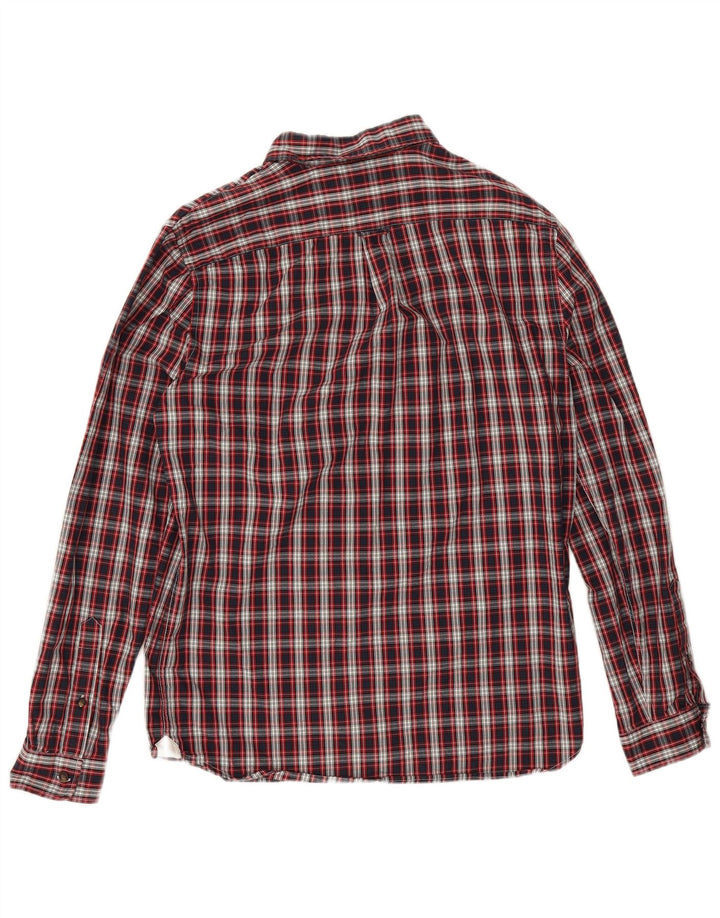 Camisa masculina de flanela Lacoste Regular Fit tamanho 40 algodão xadrez vermelho médio