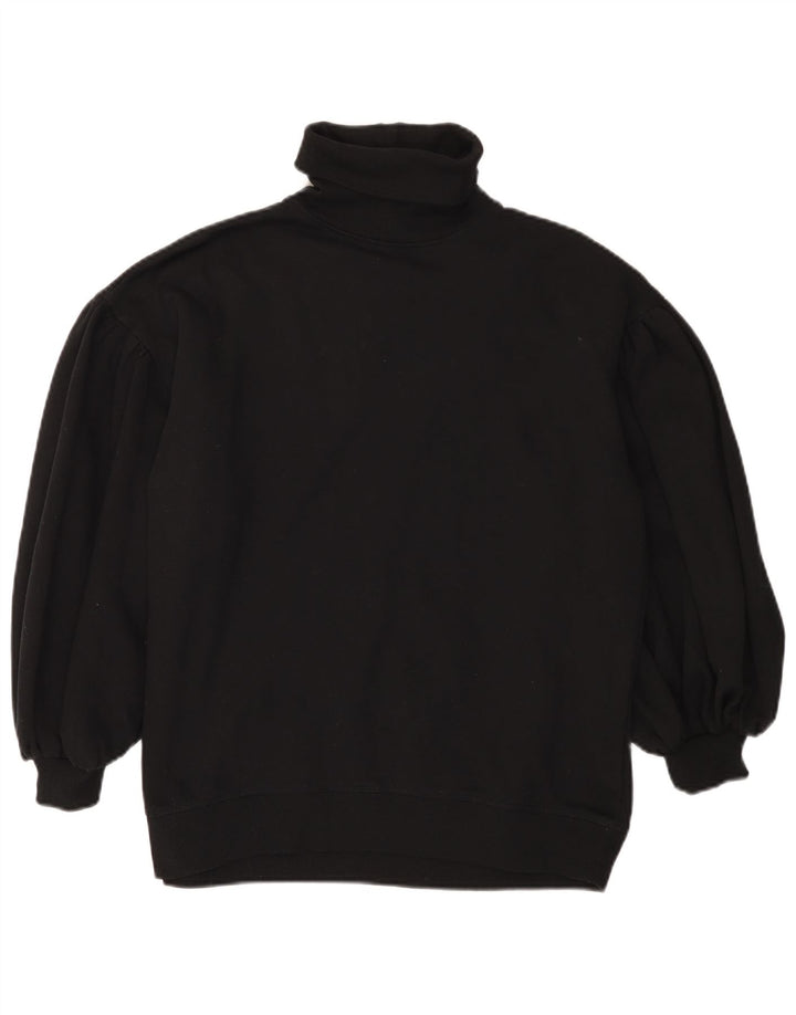 Suéter feminino Zara com gola redonda e algodão preto médio UK 14
