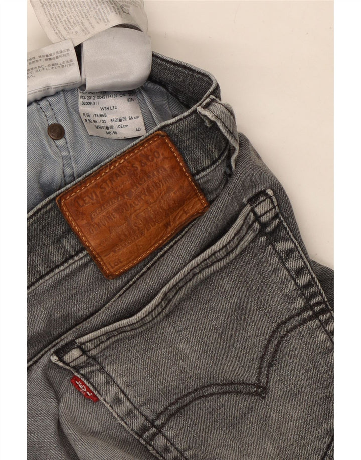 Calça jeans reta masculina Levi's W34 L32 algodão cinza