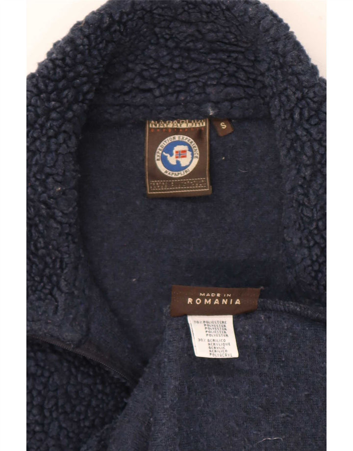 Suéter masculino Napapijri de lã com zíper e gola pequena azul marinho poliéster