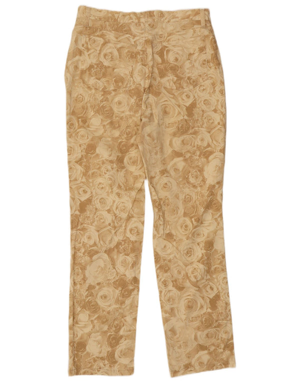 Mauriece Abot Calça feminina reta casual W32 L30 algodão floral bege