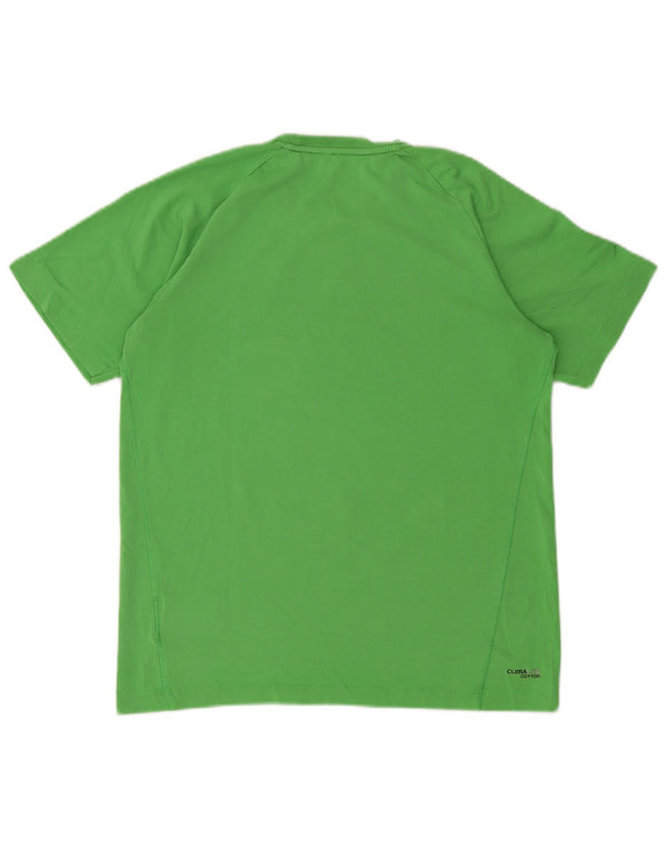 ADIDAS Boys Climalite Graphic T-Shirt Top 15-16 Years Green Cotton