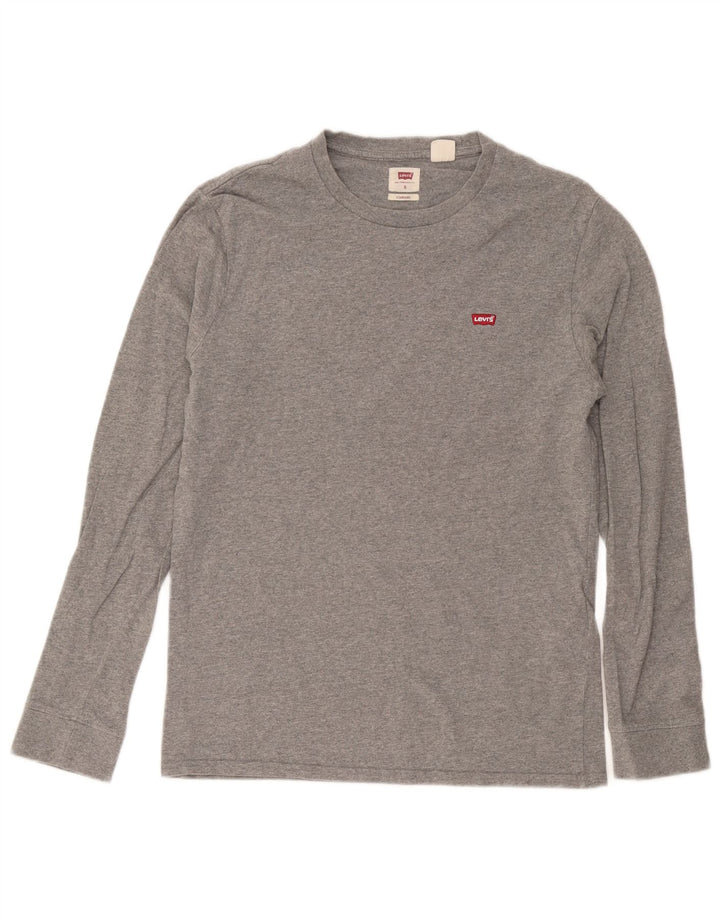 Top masculino Levi's Standard Fit manga comprida pequeno algodão manchado cinza