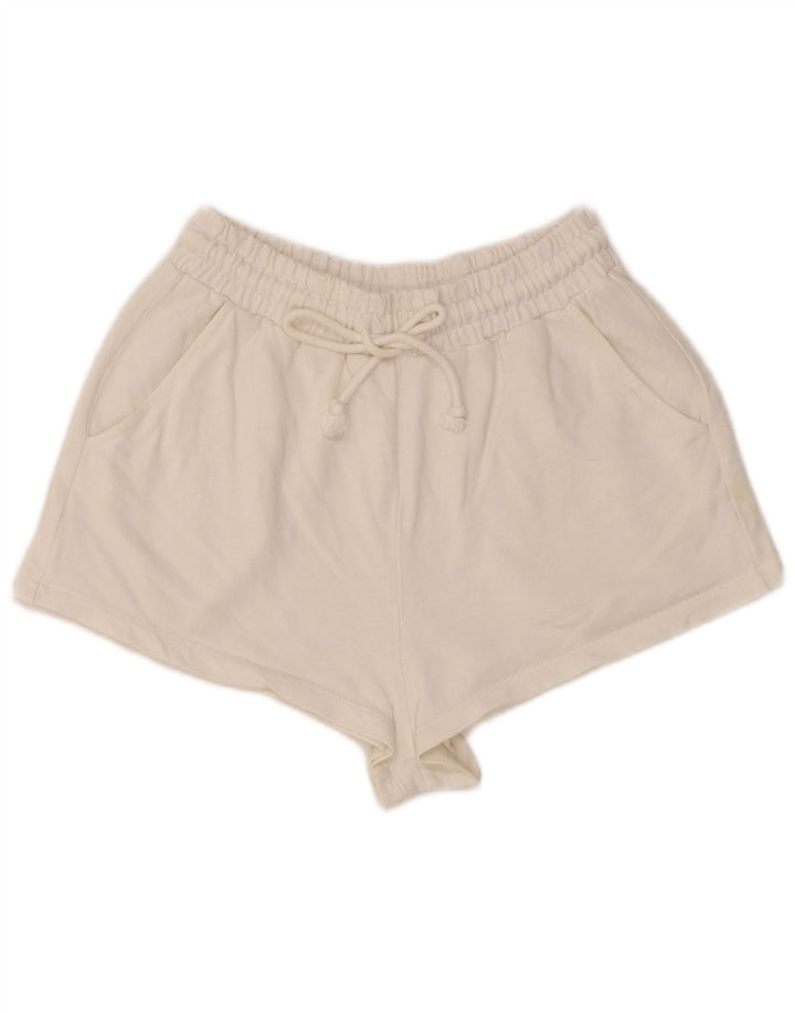 Zara Womens Regular Hot Pants UK 8 Pequeno Algodão Branco