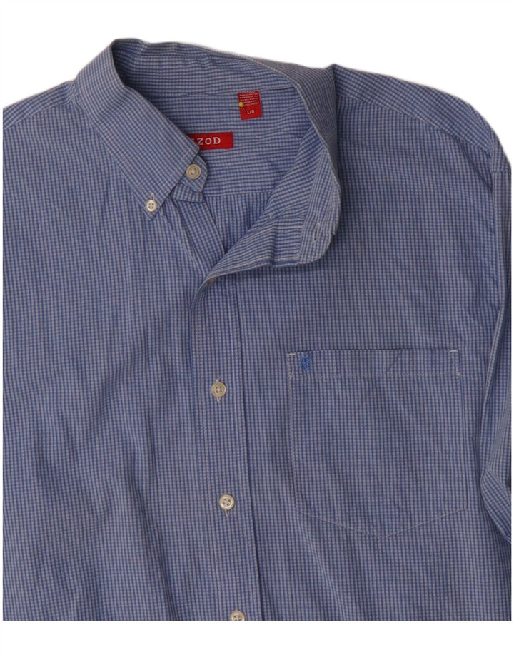 Camisa masculina Izod grande algodão guingão azul