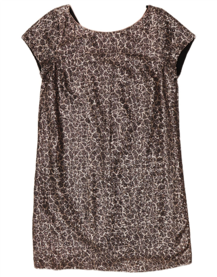 Próximo Vestido feminino com lantejoulas e nylon prateado médio UK 12