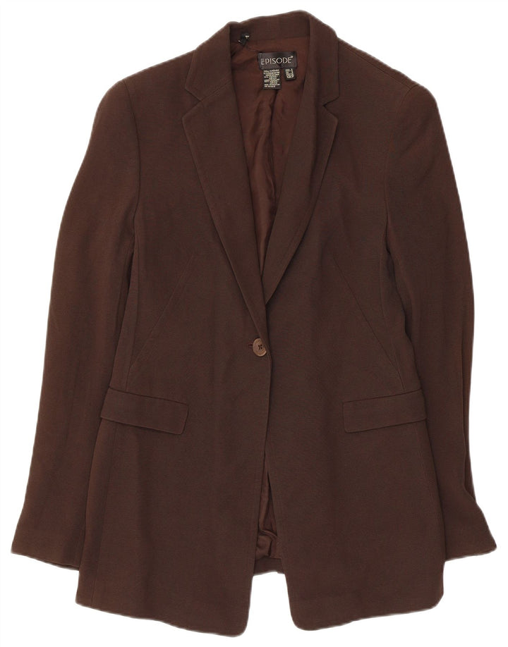Jaqueta Blazer Feminina Episode 1 Botão Reino Unido 8 Pequena Viscose Marrom