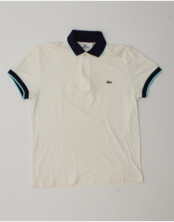 Camisa polo masculina Lacoste Rugby tamanho 3 pequeno algodão branco
