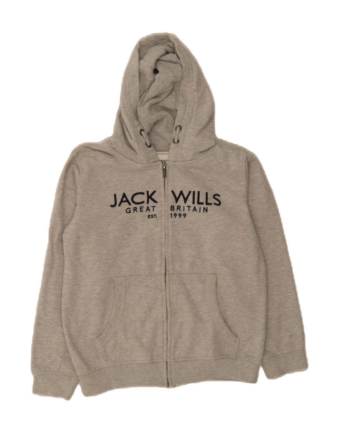 JACK WILLS Boys Graphic Zip Hoodie Sweater 11-12 Years Grey Cotton Vintage Jack Wills and Second-Hand Jack Wills from Messina Hembry 