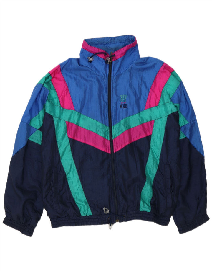 MC Kee's Mens Loose Fit Retro Treino Top Jaqueta Azul Médio Colourblock