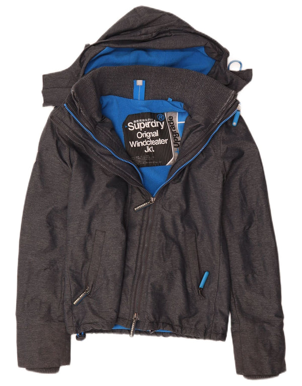 Jaqueta corta-vento feminina Superdry com capuz e blusão UK 6 XS cinza