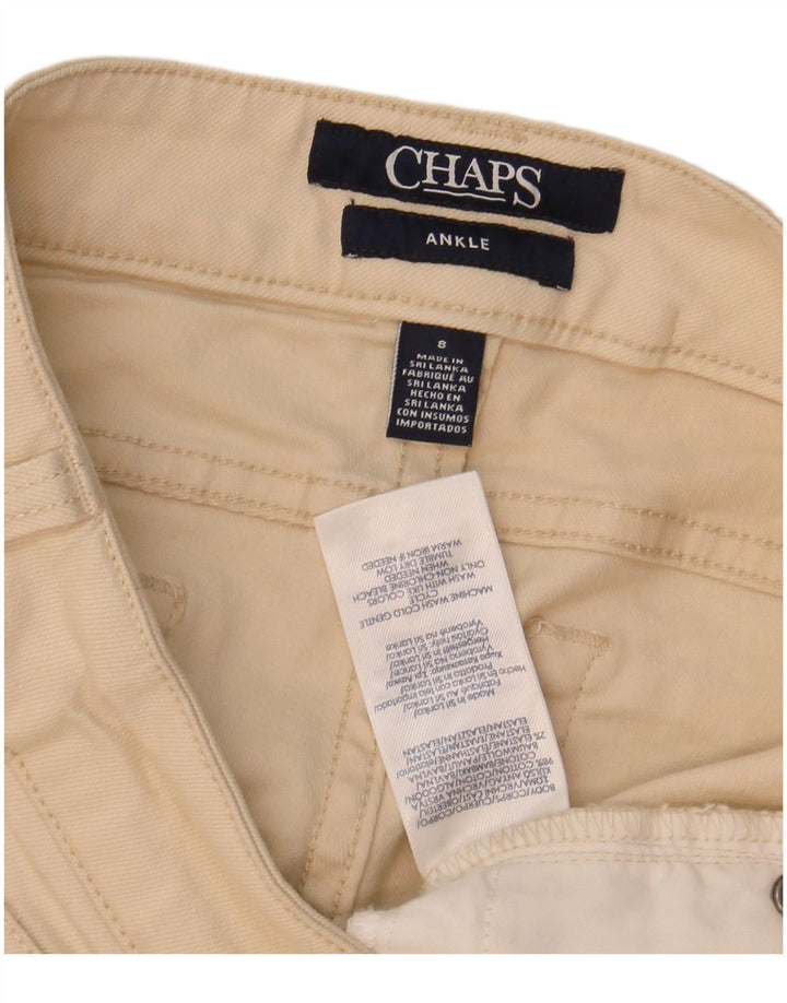 Calça feminina casual slim CHAPS US 8 médio W30 L27 algodão bege