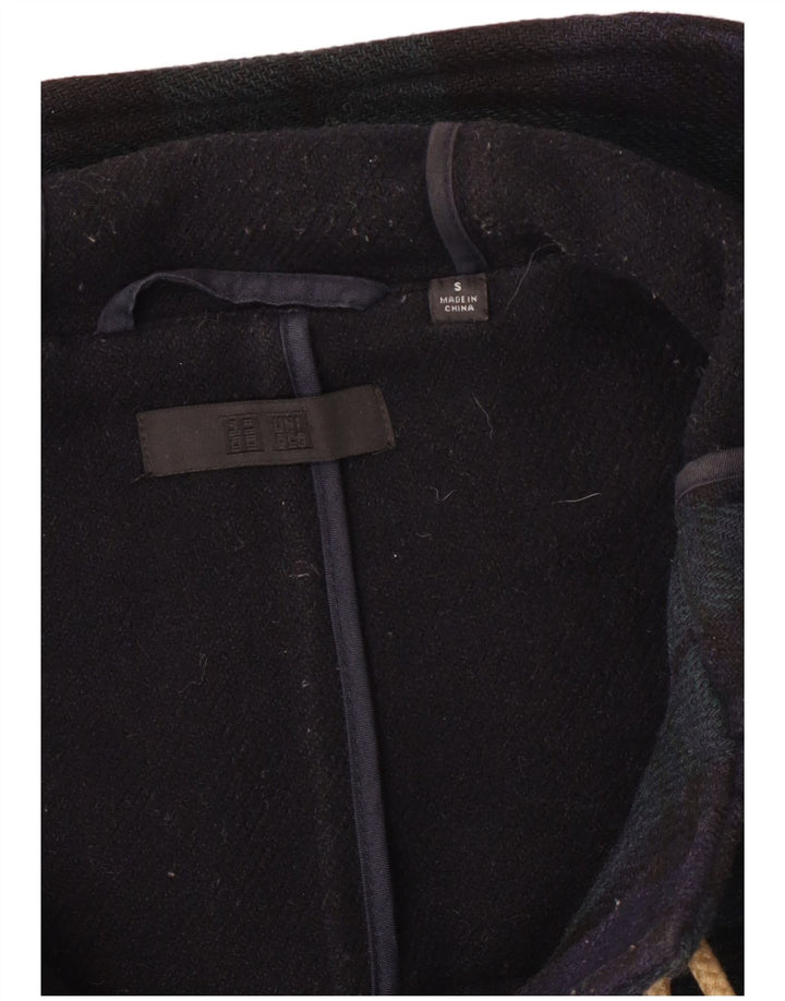 Casaco Duffle Masculino Uniqlo com Capuz Reino Unido 36 Pequeno Xadrez Azul Marinho