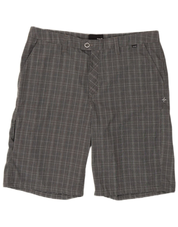 Hurley Mens Chino Shorts W36 Grande Cinza Houndstooth Poliéster