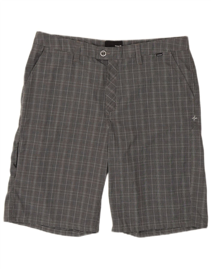 Hurley Mens Chino Shorts W36 Grande Cinza Houndstooth Poliéster
