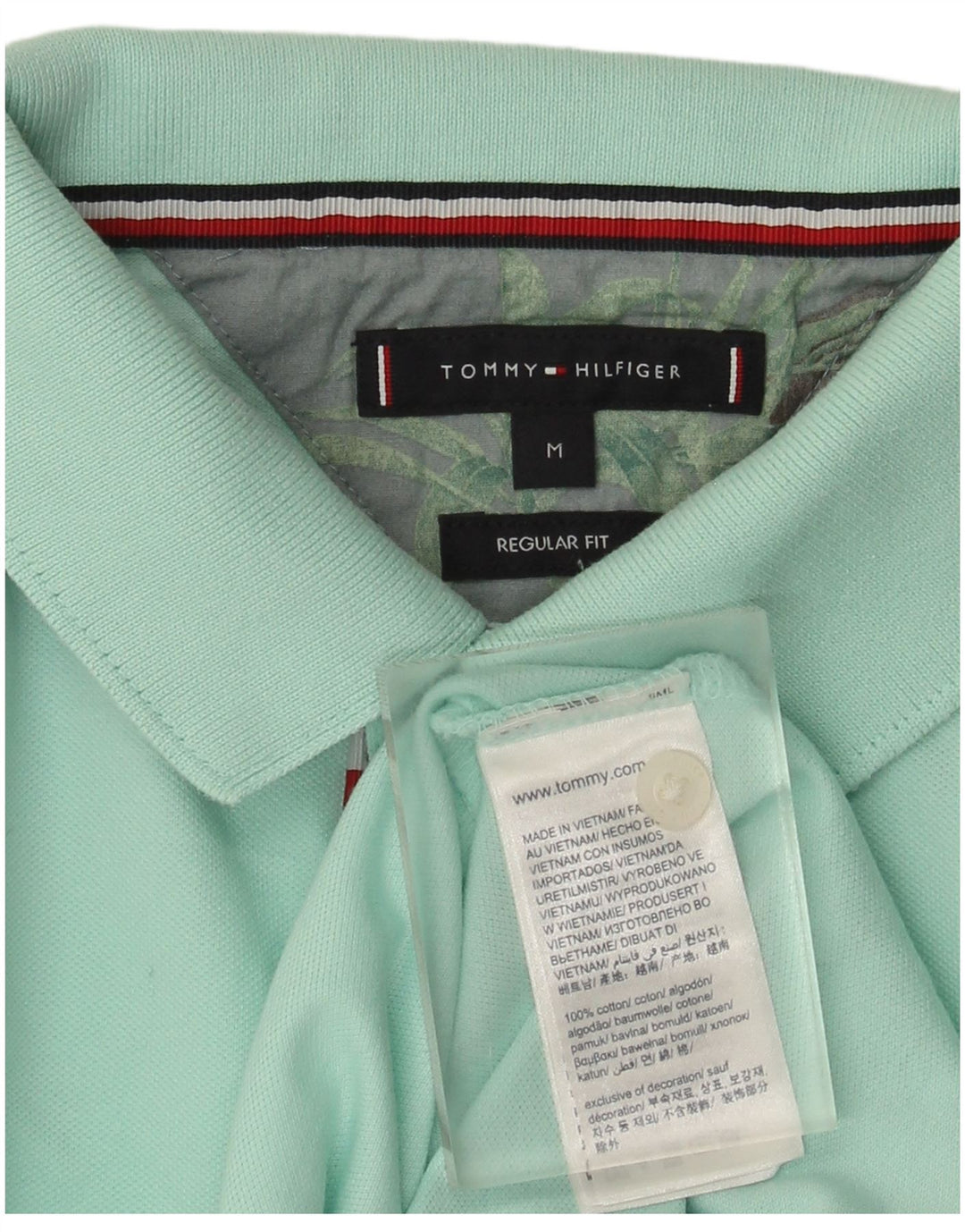Camisa polo masculina Tommy Hilfiger Regular Fit algodão turquesa médio