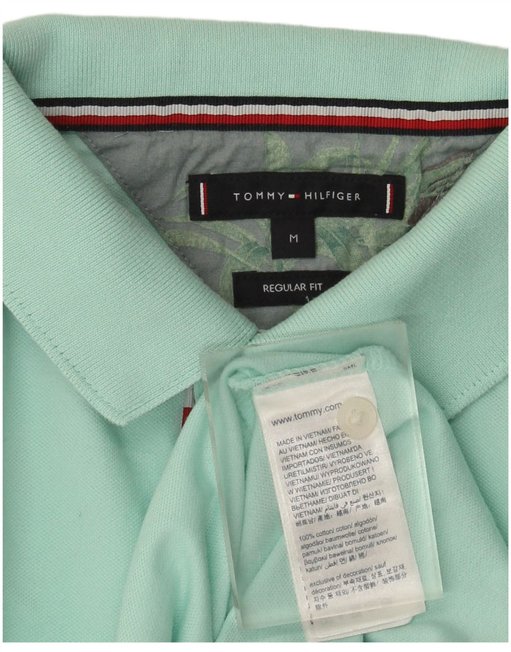 Camisa polo masculina Tommy Hilfiger Regular Fit algodão turquesa médio
