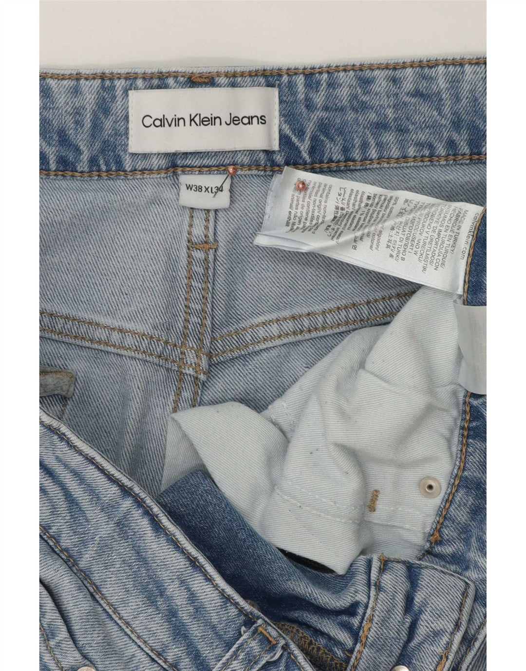 Calvin Klein Masculino Slim Jeans W38 L32 Azul Algodão
