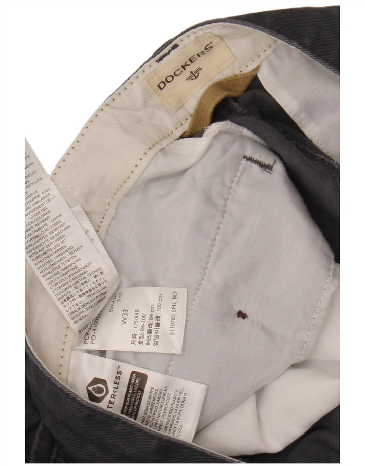 Dockers Mens Chino Shorts W33 Algodão Cinza Médio