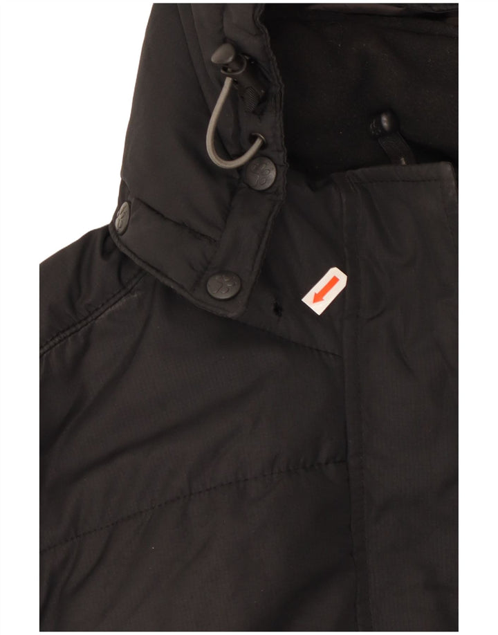 Casaco acolchoado com capuz feminino Jack Wolfskin Reino Unido 10 pequeno poliéster preto