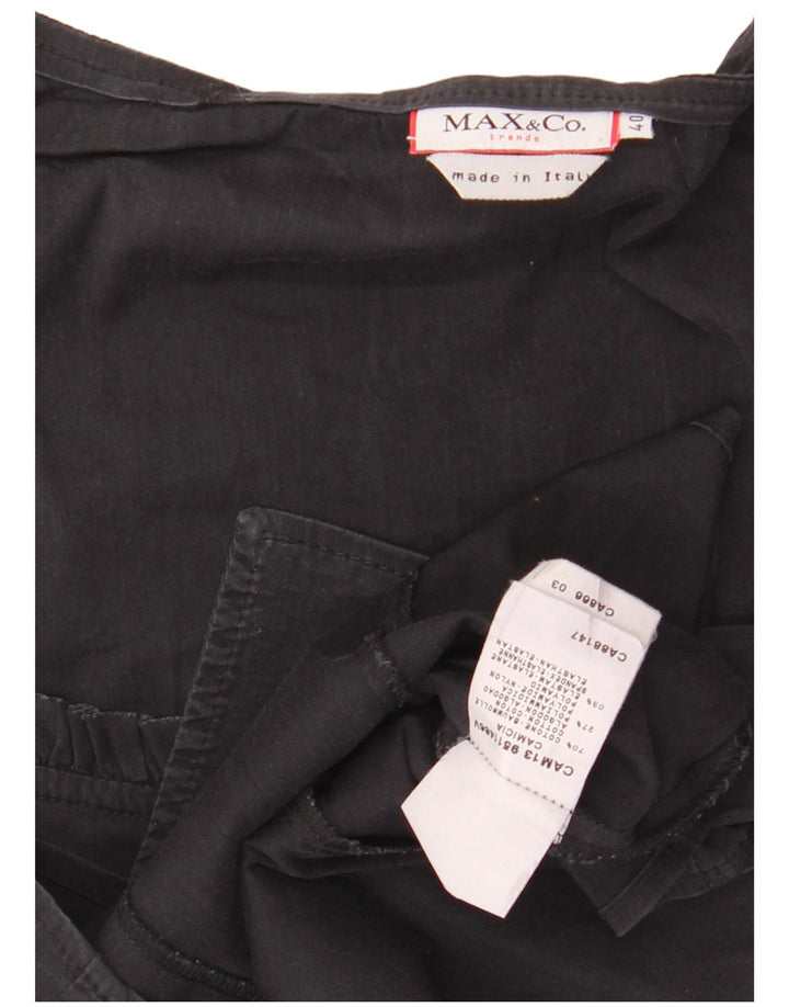 Blusa feminina com babados na frente, MAX & CO., 40 algodão preto pequeno