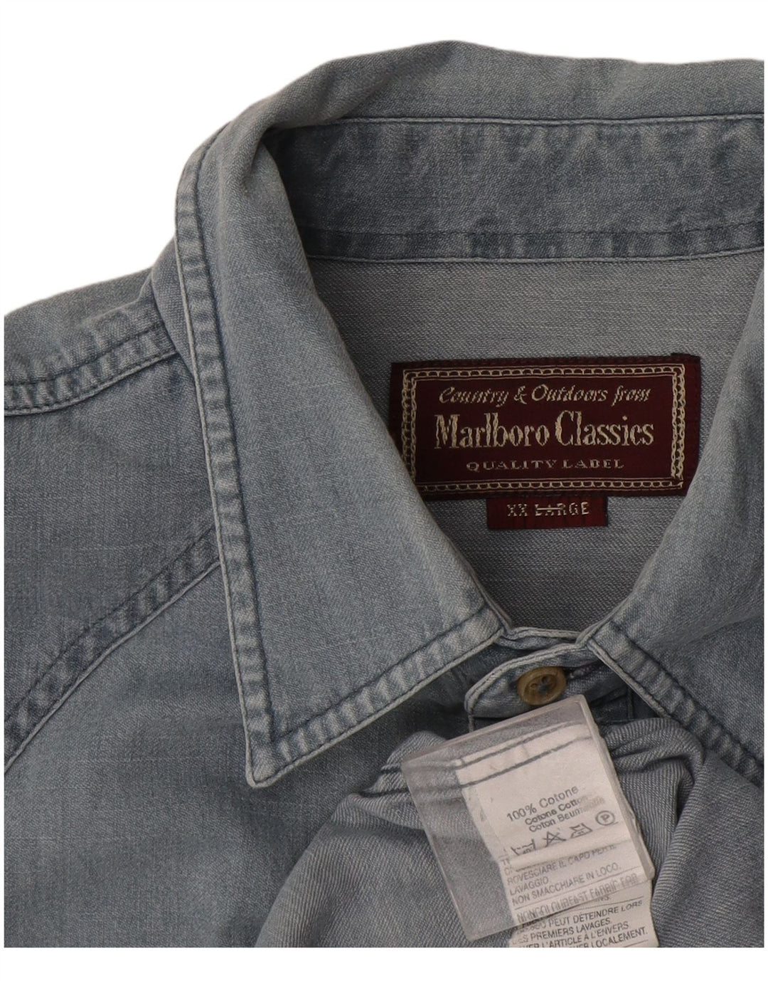Camisa jeans masculina Marlboro Classics 2XL algodão azul