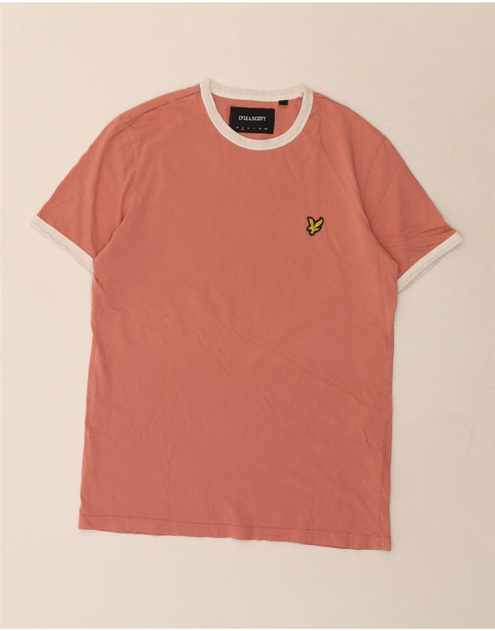 Camiseta masculina Lyle & Scott pequena de algodão rosa