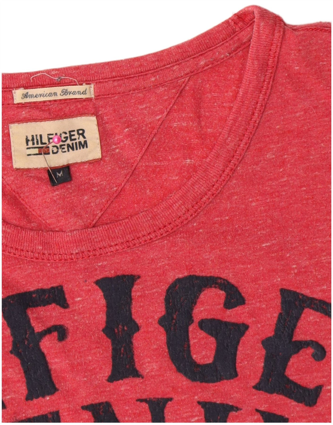 Tommy Hilfiger Camiseta masculina gráfica Top médio algodão manchado vermelho