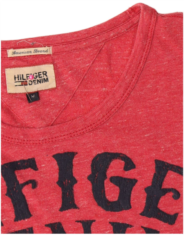 Tommy Hilfiger Camiseta masculina gráfica Top médio algodão manchado vermelho