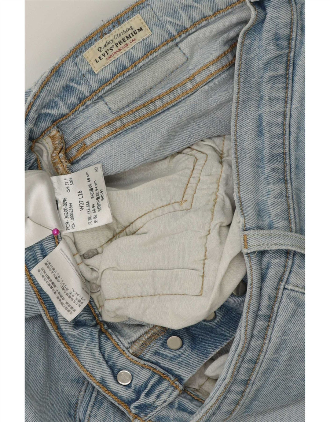 Jeans retos femininos Levi's W27 L26 algodão azul