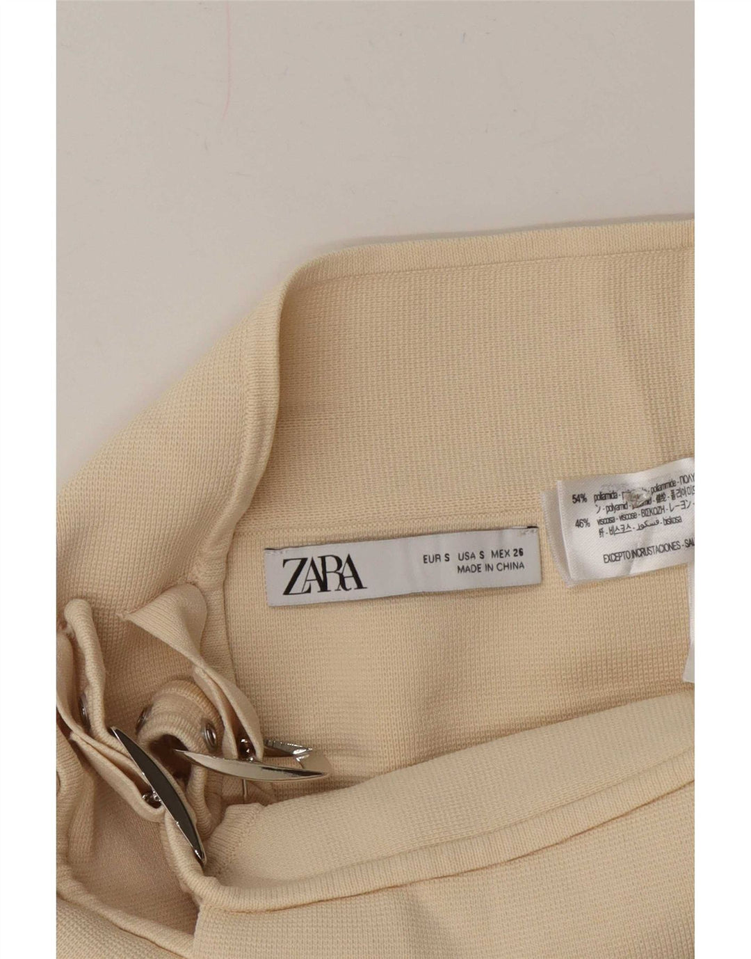 Zara Mini saia feminina pequena W26 off white poliamida