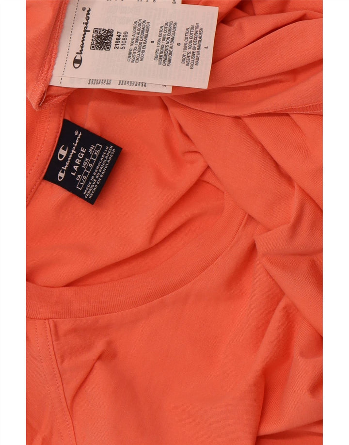 Camiseta masculina com estampa CHAMPION grande algodão laranja