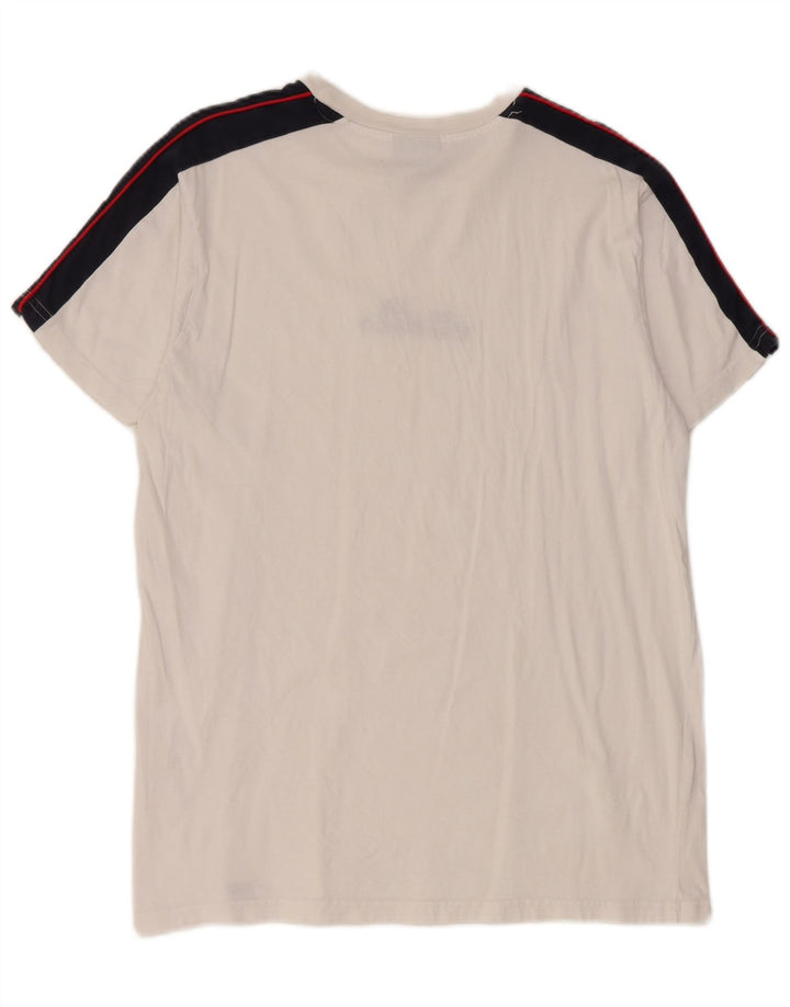 Ellesse Camiseta masculina gráfica Top pequeno bloco colorido branco